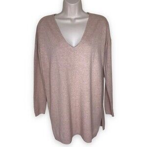 NWT Cozy Co by Cozy Casual V Neck Long Sleeve Sweater Heather Tan Small Medium